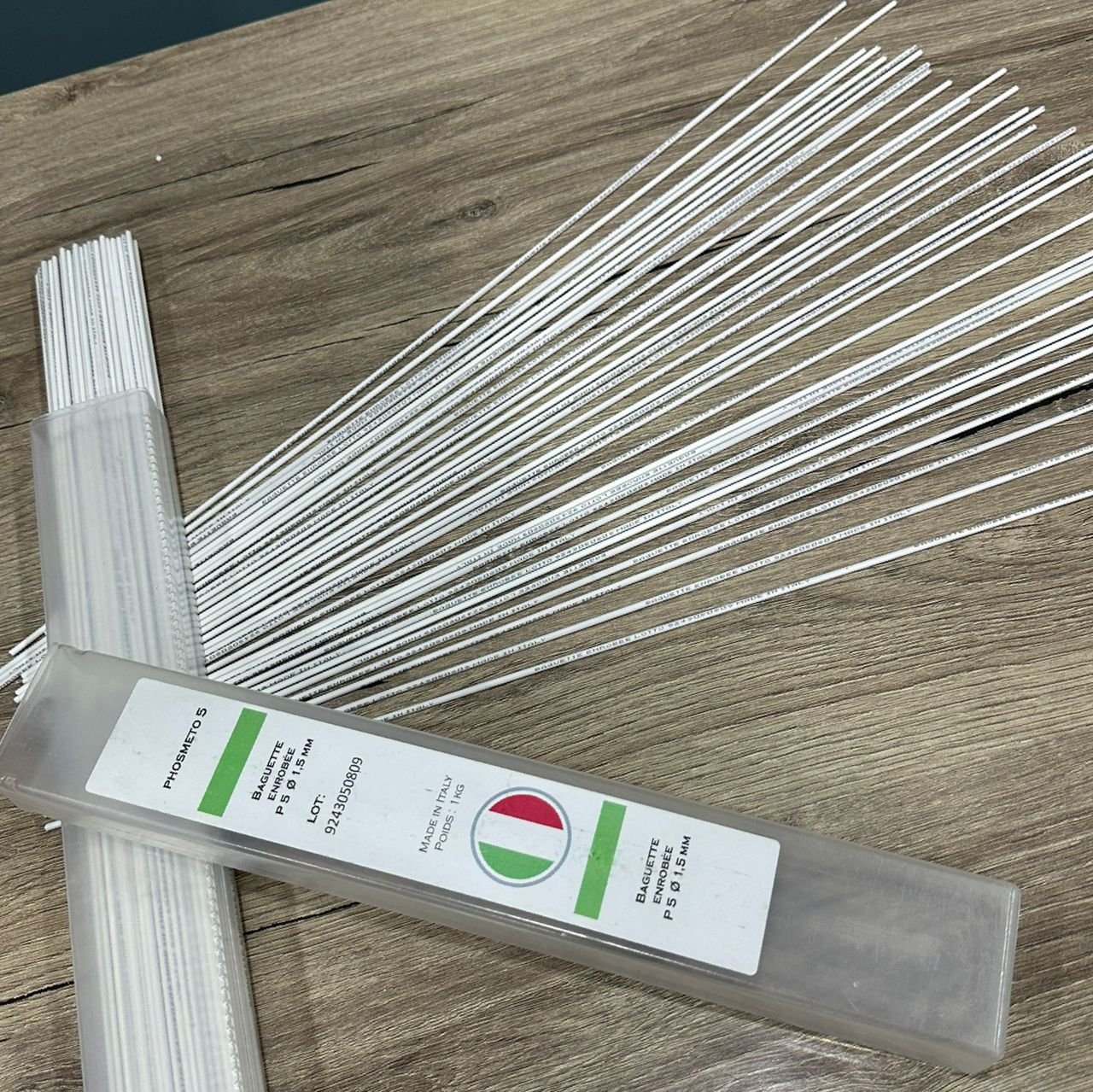 BAGUETTE ARGENT 6 Pourcent ENROBEE DE SOUDURE P5 PHOSMETO5 MADE IN ITALY